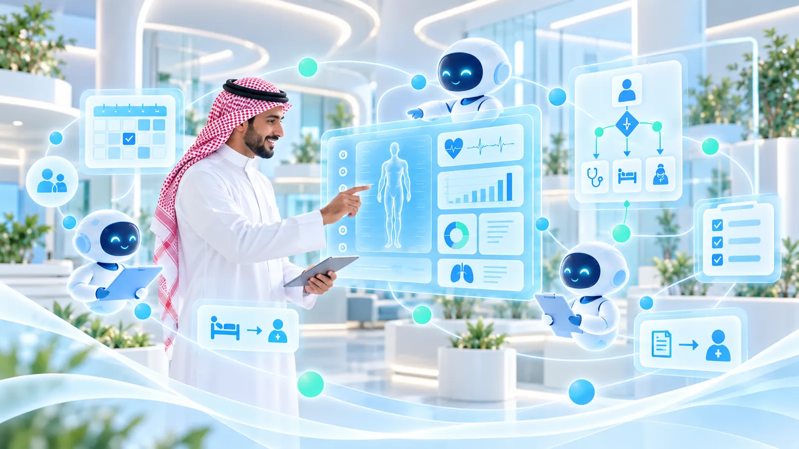 A healthcare leader working with Clinicle Bots and an intelligent clinical dashboard